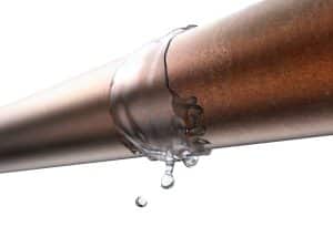 broken pipe leaking water